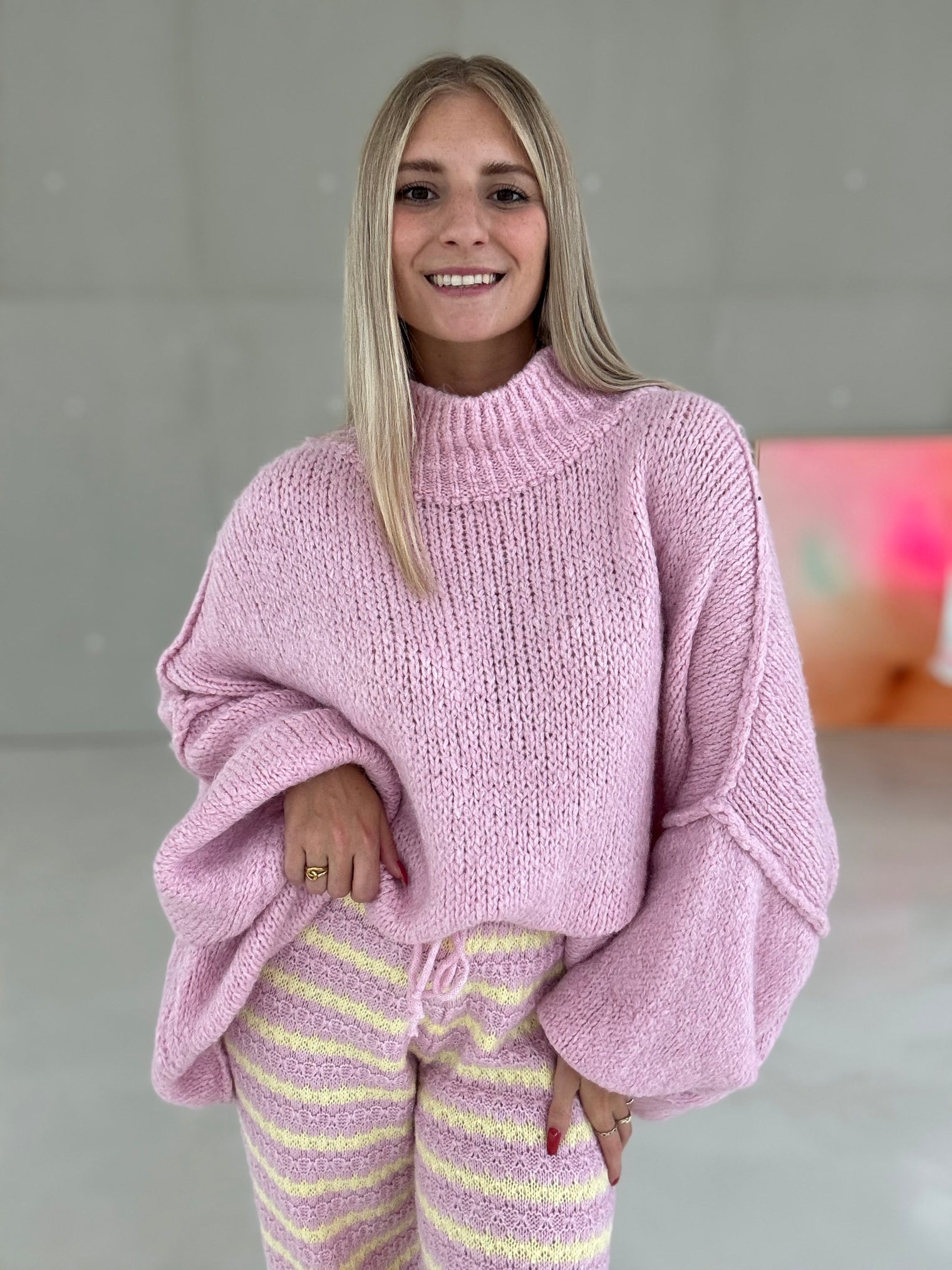 Kuschelweicher OVERSIZE Strickpullover ballerina rosa