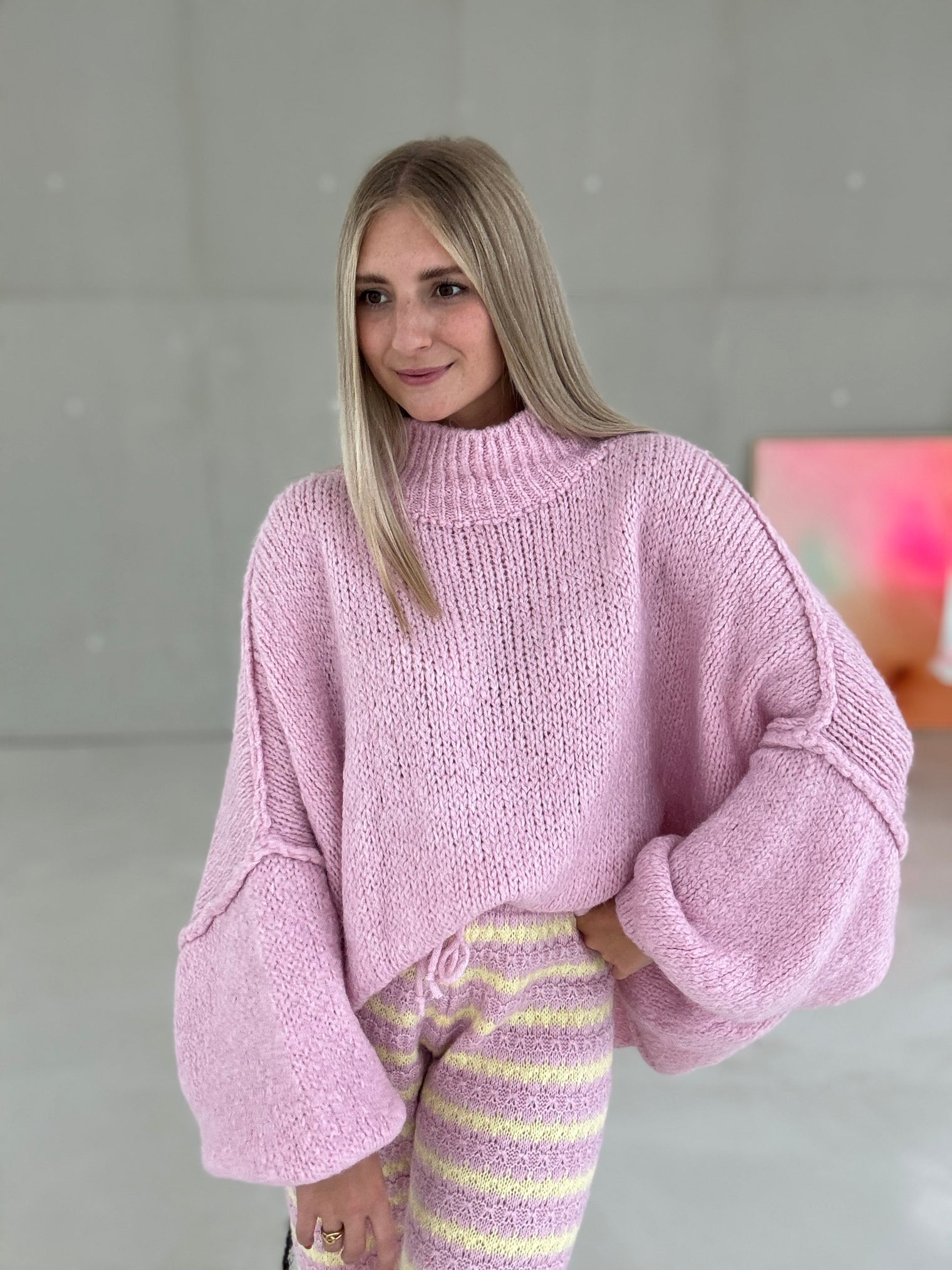 Kuschelweicher OVERSIZE Strickpullover ballerina rosa