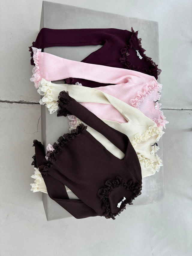 Langarm Shirt RÜSCHEN gerippt