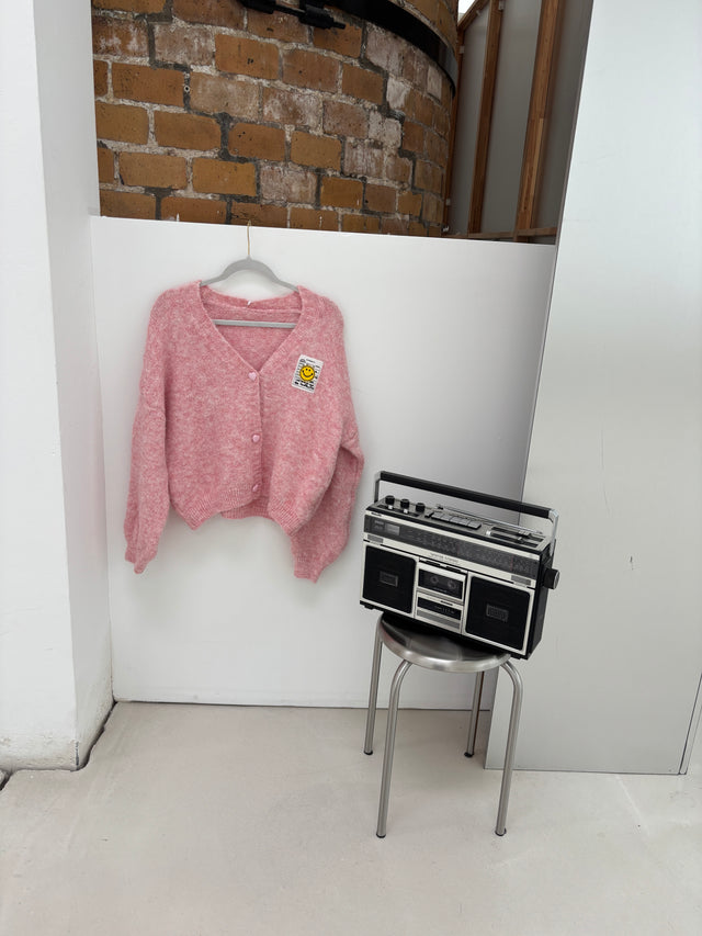 Cardigan ONLY GOOD VIBES rosa meliert