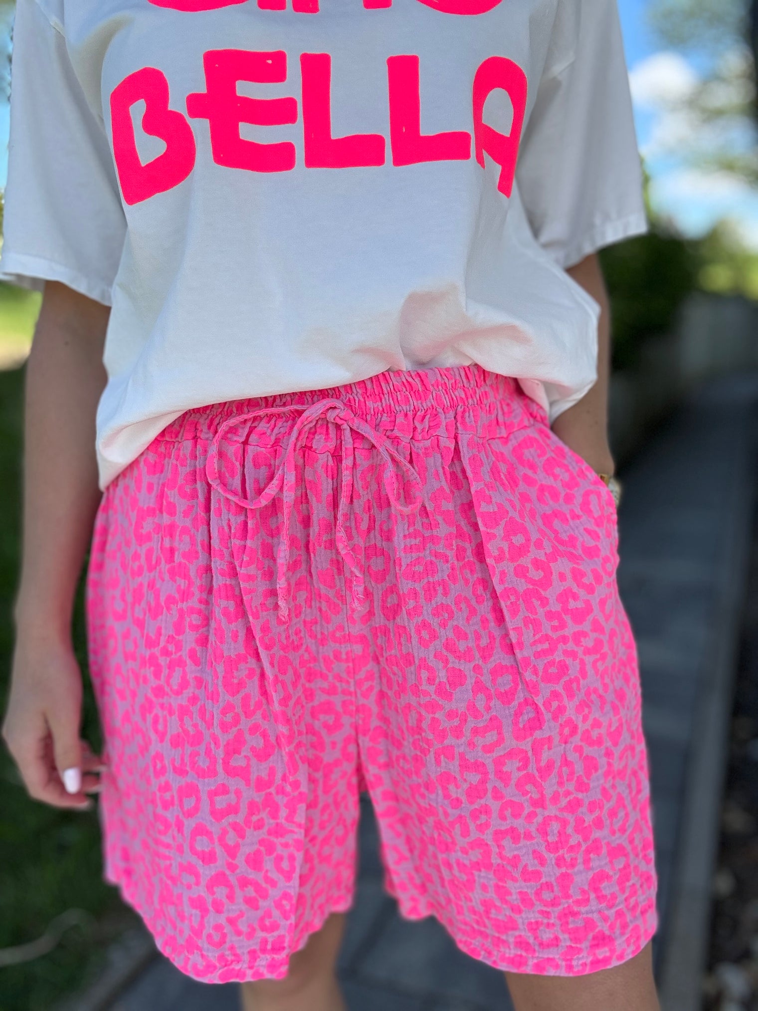 Stylische Musselin Short rosa LEO LOVER hot pink