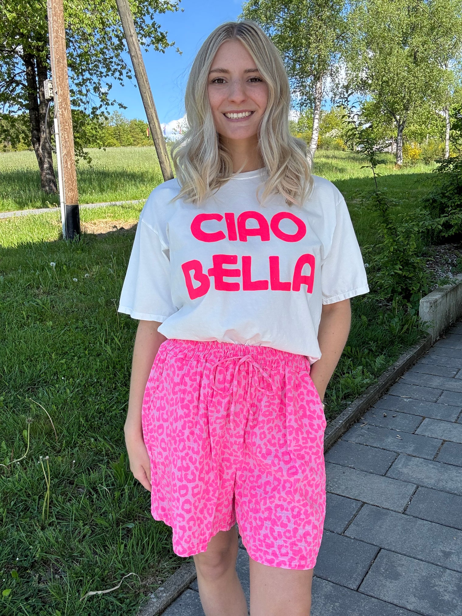 Stylische Musselin Short rosa LEO LOVER hot pink