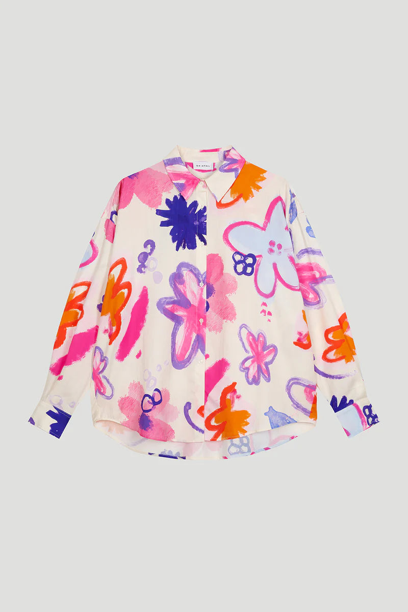 OH APRIL Melina Shirt Scribble Flower