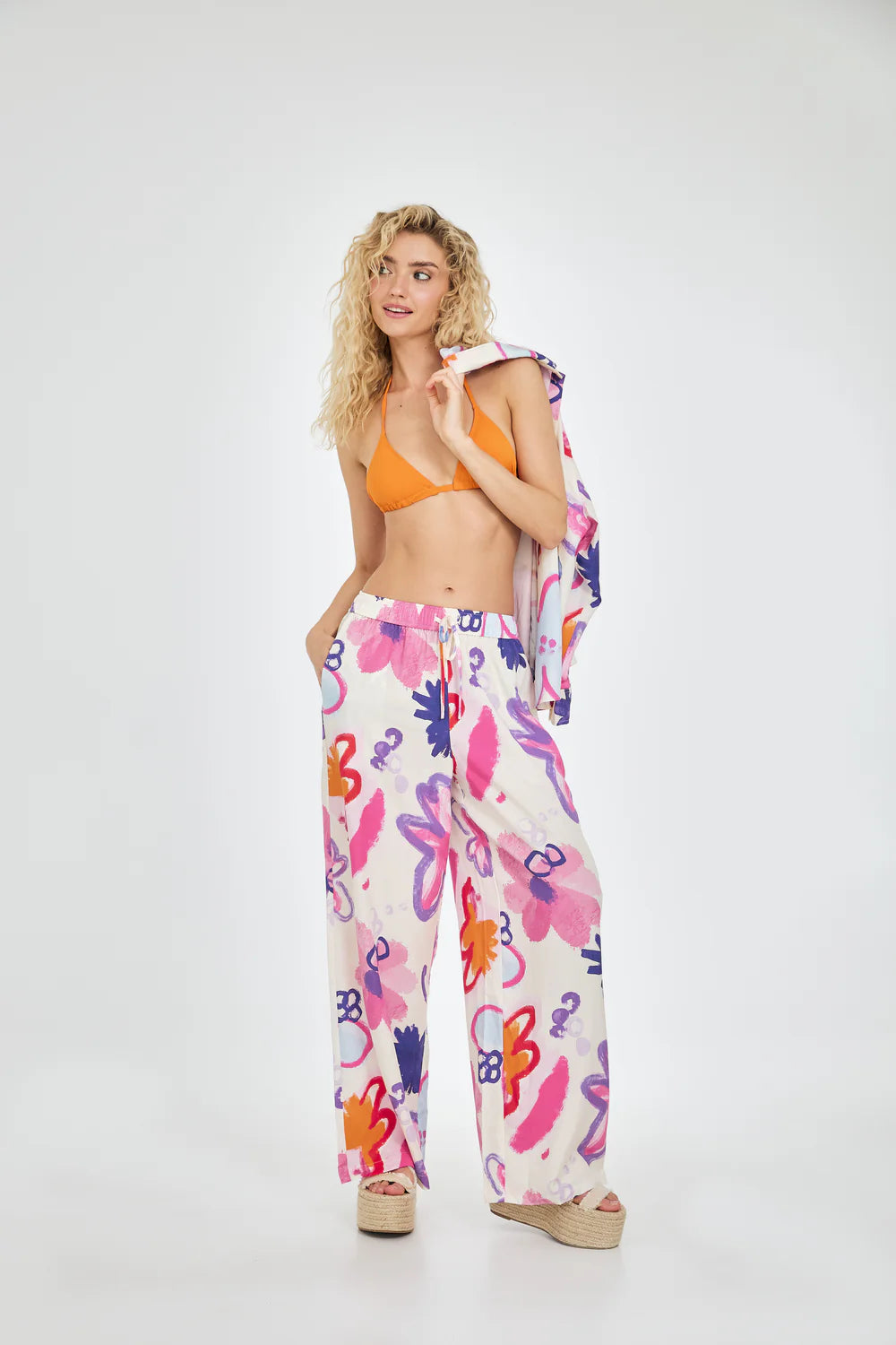 OH APRIL Antonia Loose Pants Scribble Flower