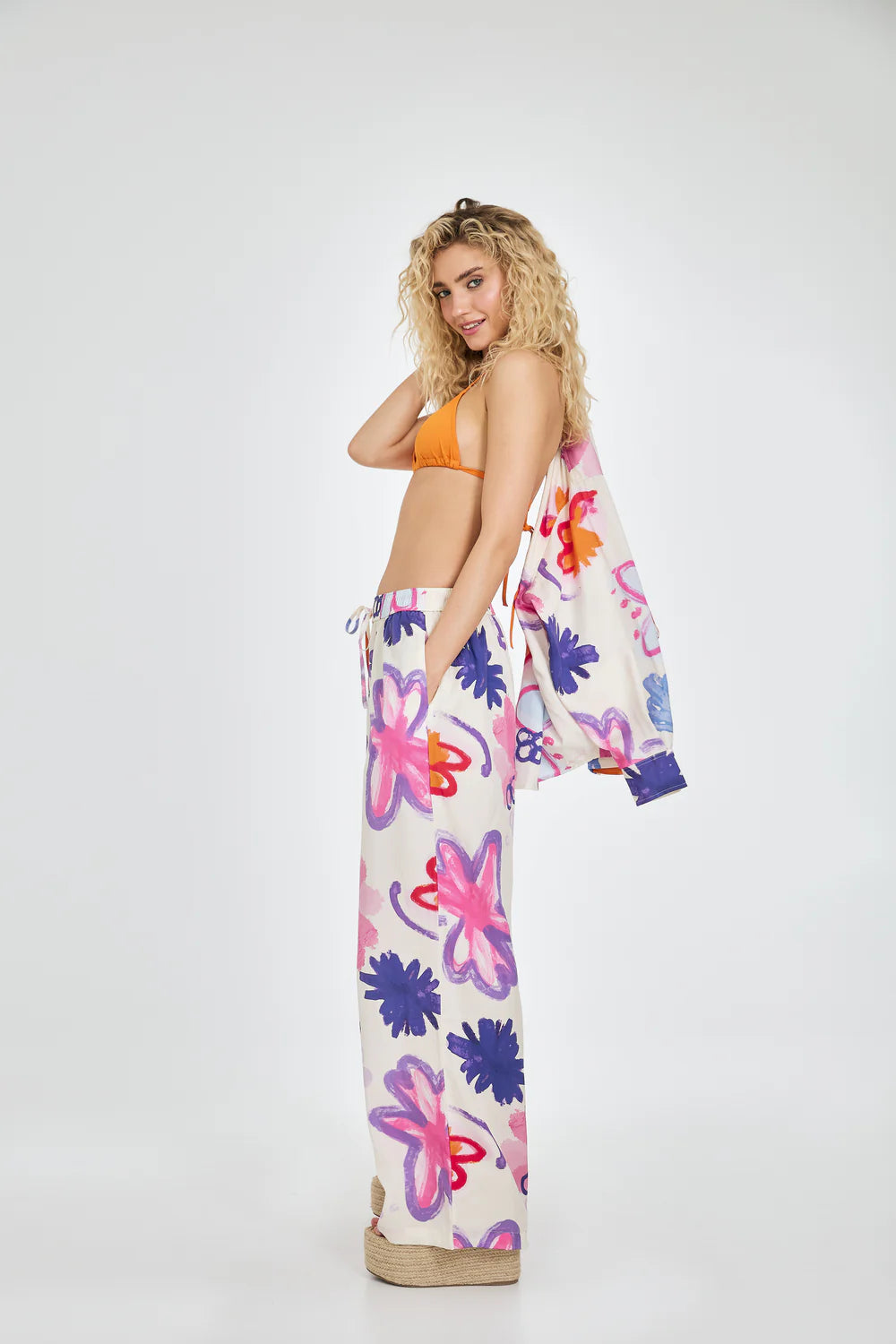 OH APRIL Antonia Loose Pants Scribble Flower