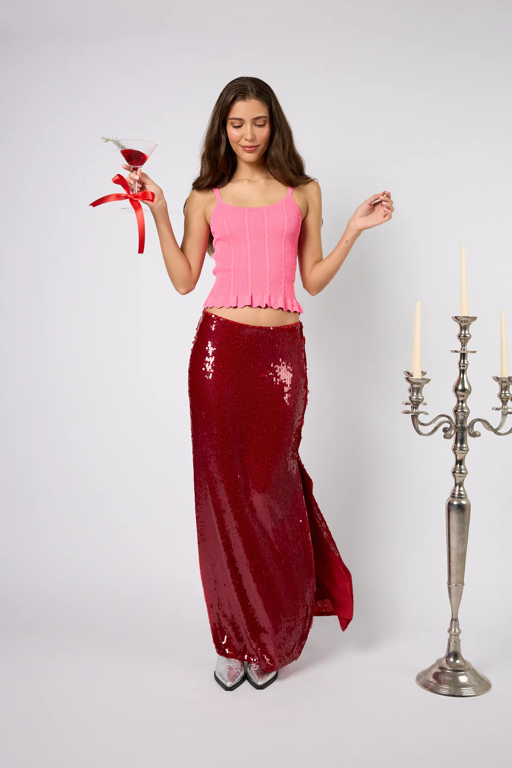 OH APRIL Nika Skirt Maroon