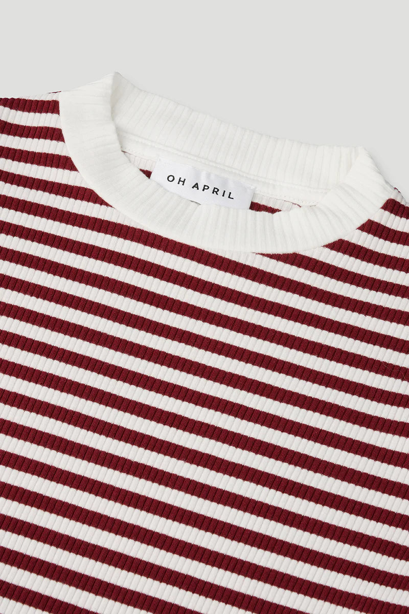 OH APRIL Nuala Striped Tee Cherrywood
