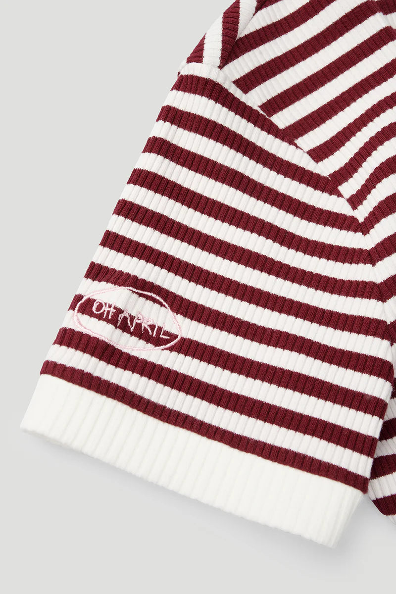 OH APRIL Nuala Striped Tee Cherrywood