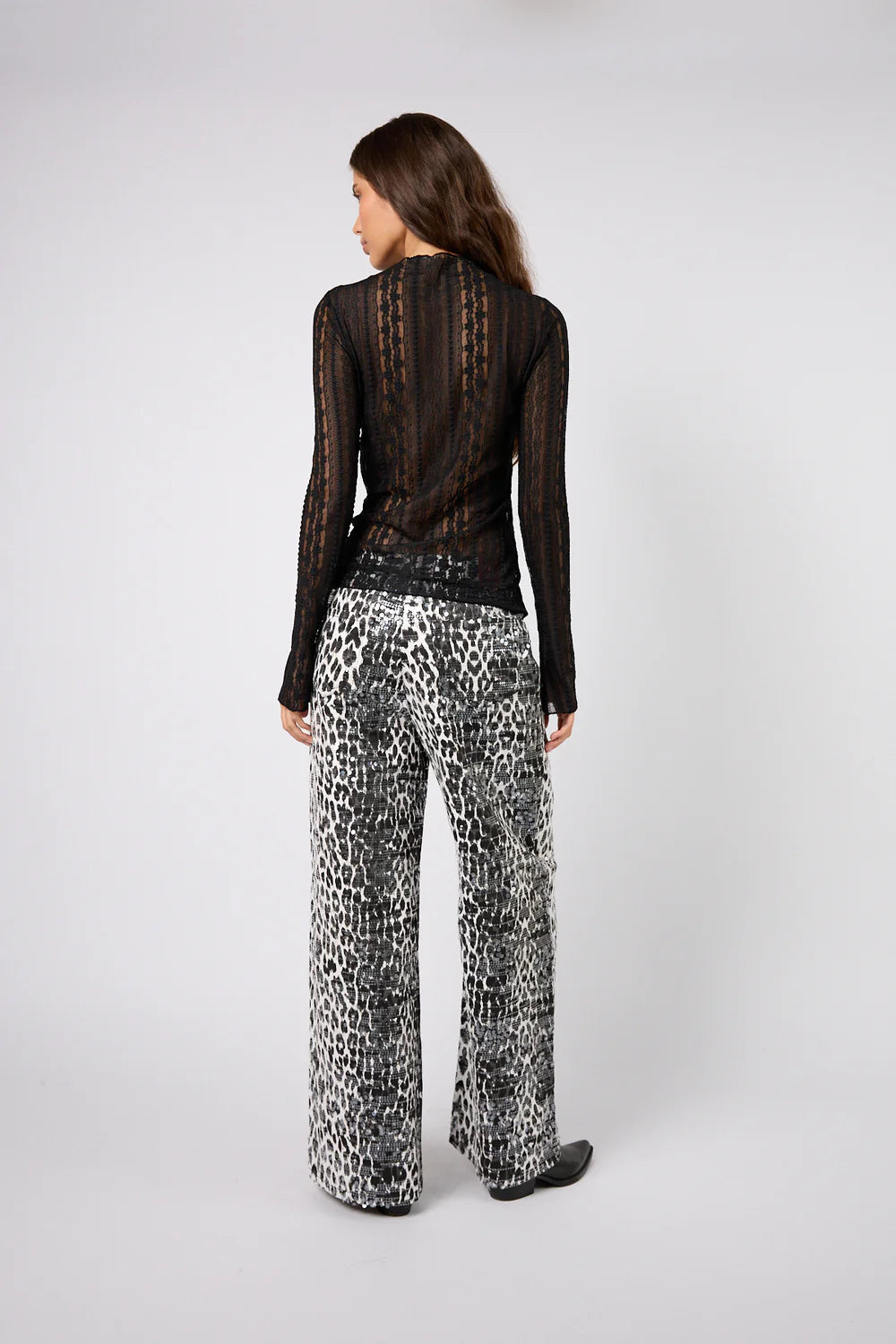 OH APRIL Zahara Lace Longsleeve Black