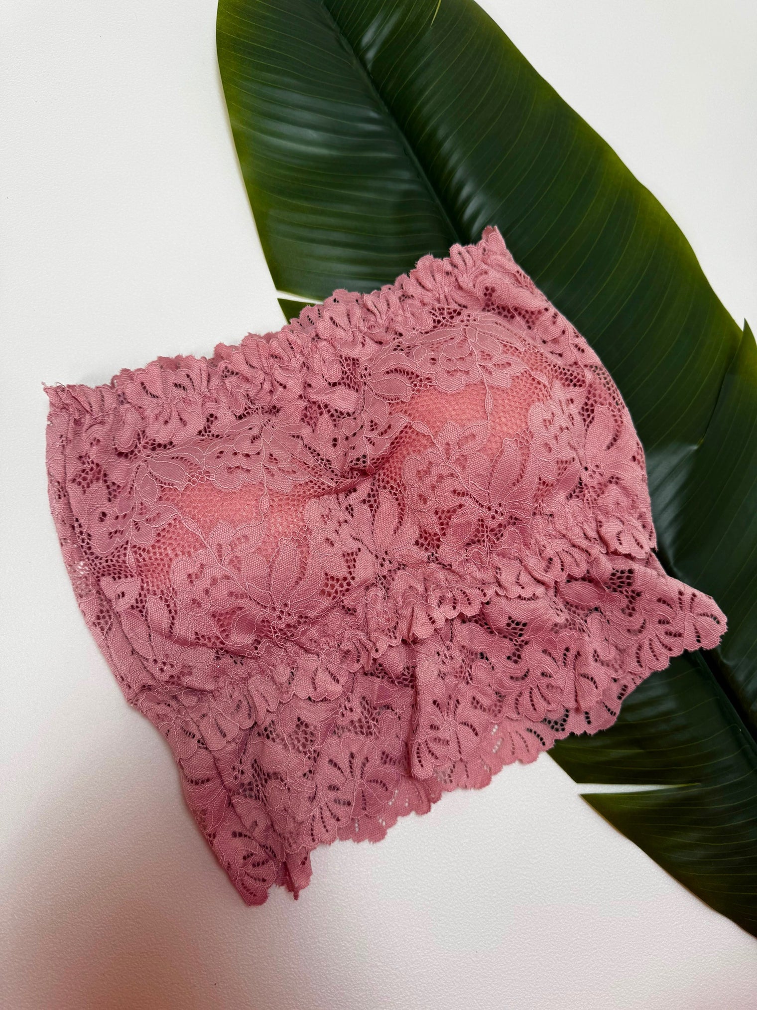 Bandeau Top mit elastischem Gummizug rose