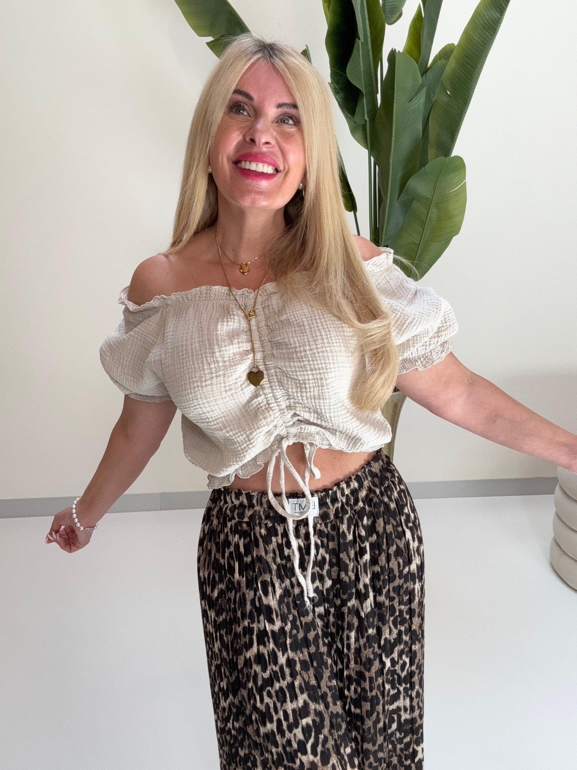 Musselin Carmen Bluse SUNNY DAY beige