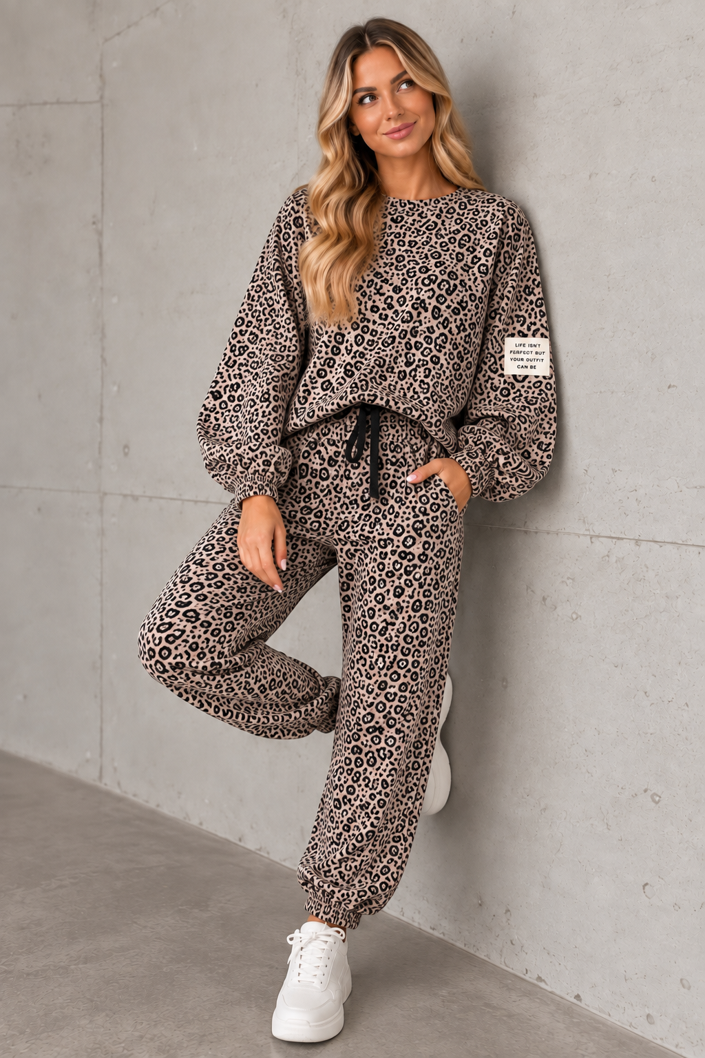 Sweat Pants LEO CRUSH taupe
