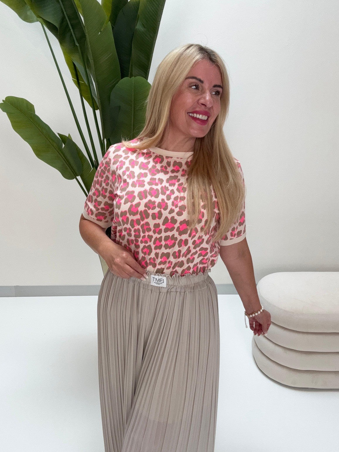Basic Shirt creme LEO POWER pink
