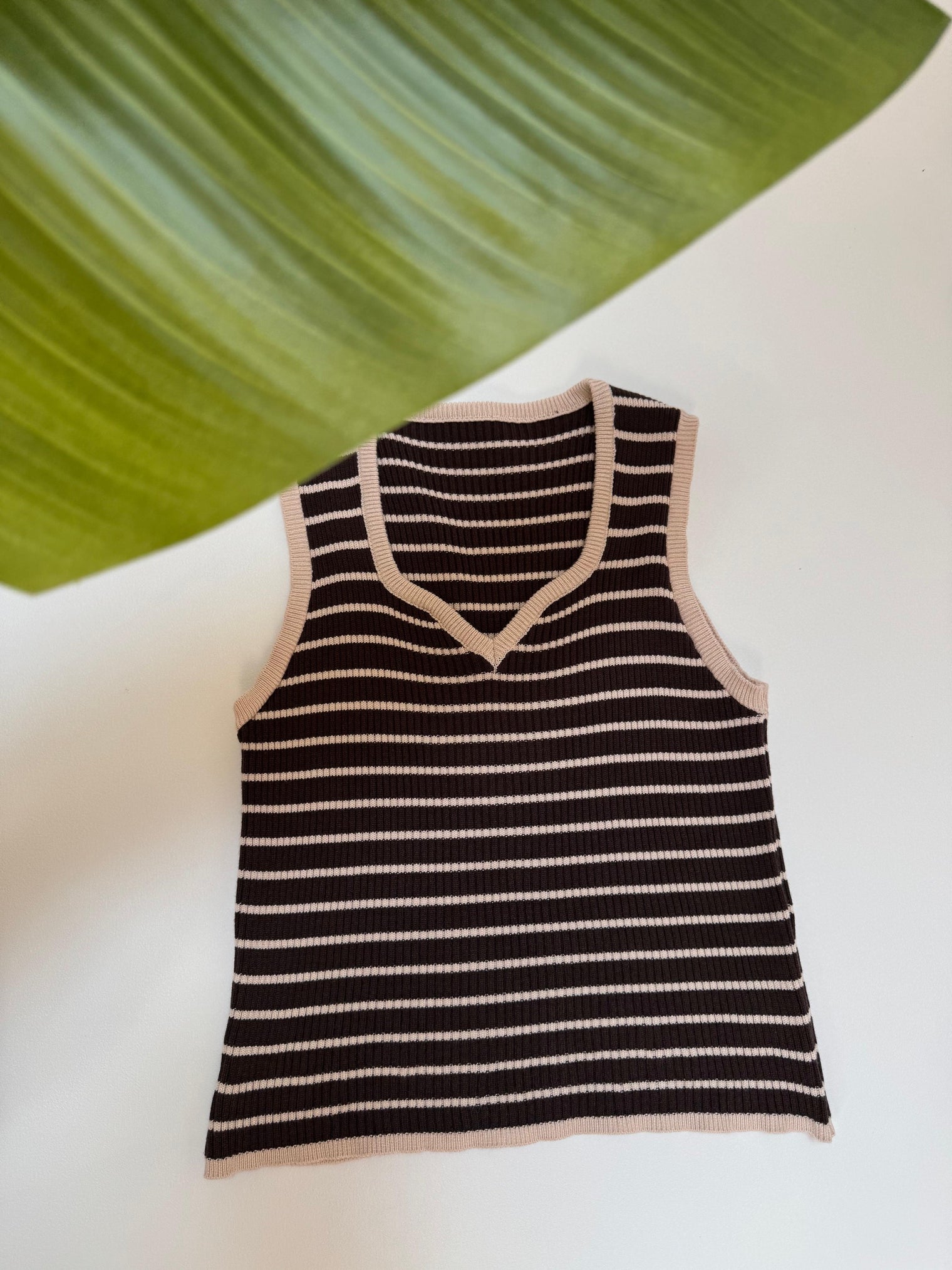 Ripp Top braun/beige