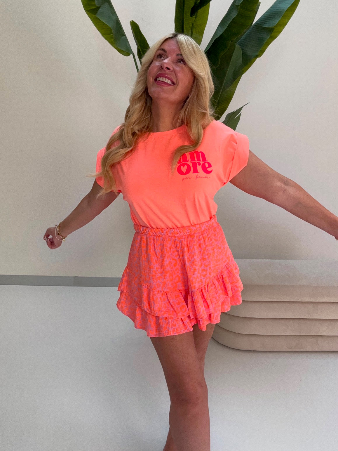 Musselin Hosenrock LEO LOVER rosa/orange