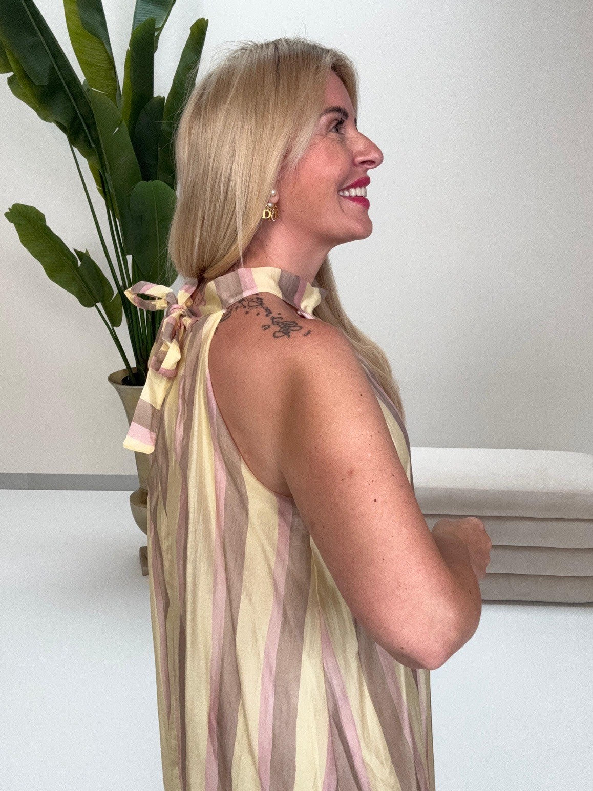 Kleid Grace Stripes rose/taupe/gelb