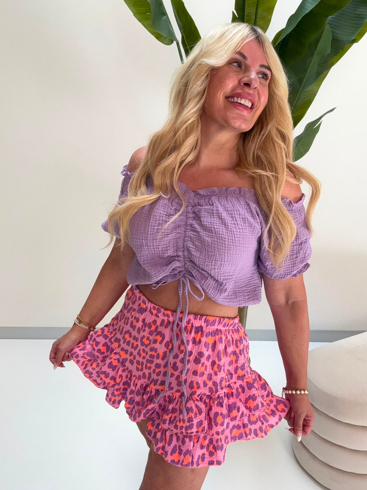 Musselin Hosenrock LEO LOVER rosa/lila