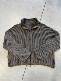 Strickjacke ZIPPER STRIPES dunkelbraun