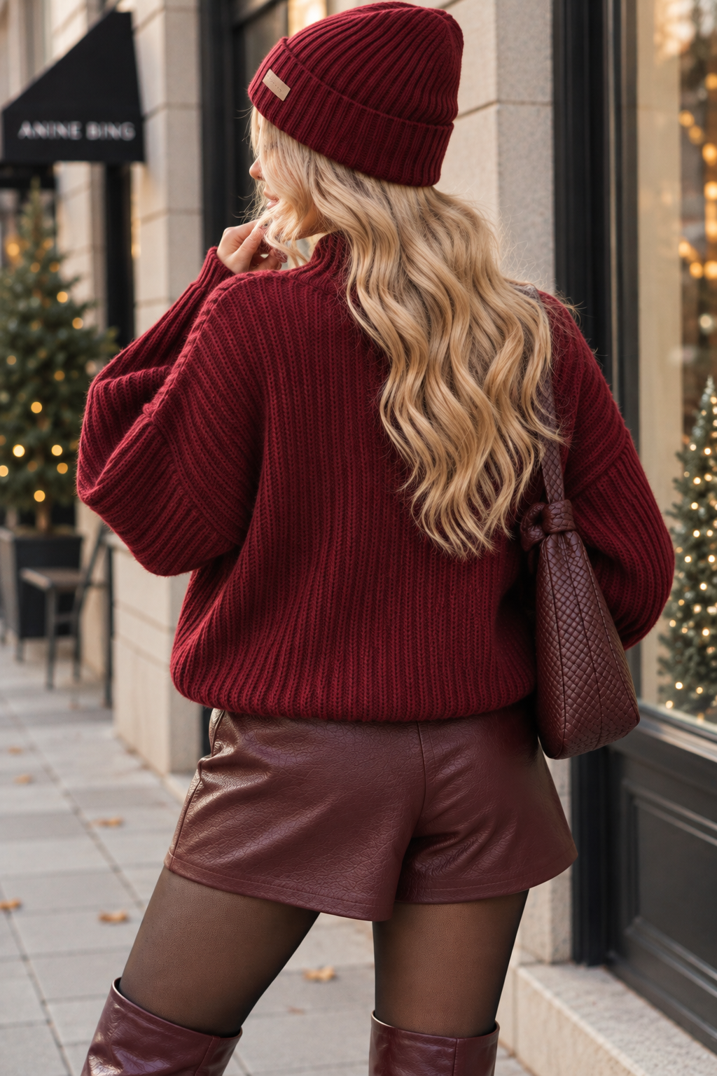 Strickjacke mit Knopfleiste burgundy