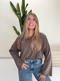 Longsleeve DOTS mit leicht ausgestelltem Ärmel taupe