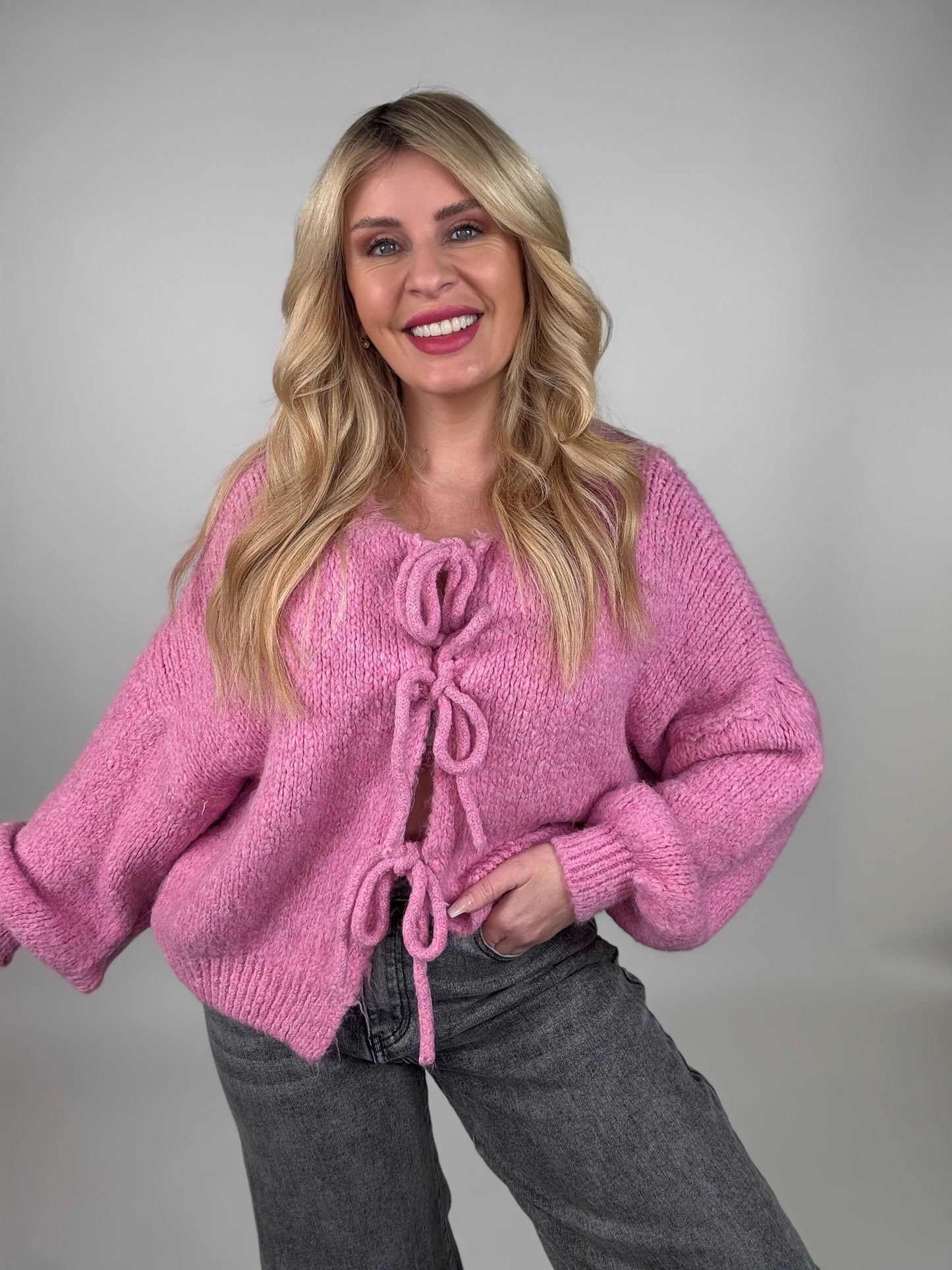 Strickjacke zum binden in Pink