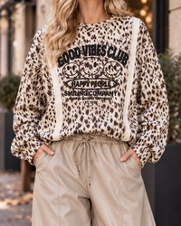 Butterstoff Sweater Good Vibes Club beige/chocolate REH
