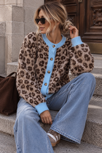 Strickjacke taupe WILD&COZY taupe blau