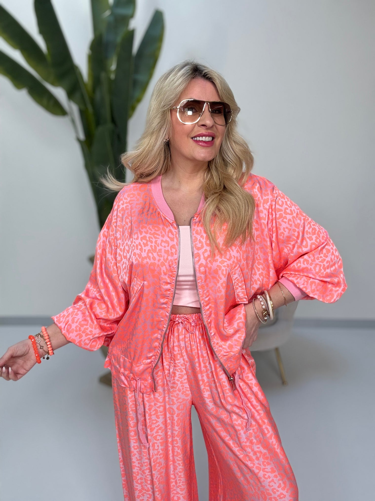 Zipper Jacke rosa LEO LOVER Orange