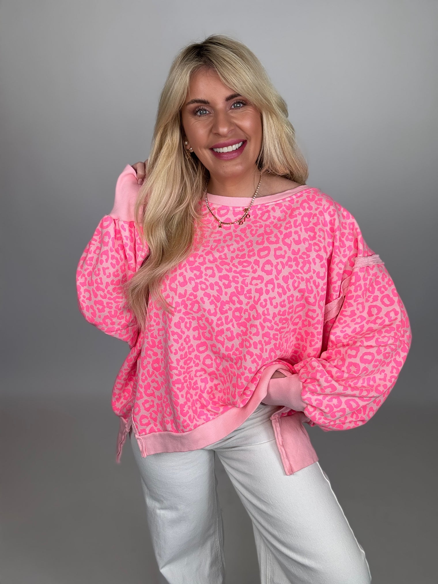 Sweater super weich rosa Leo Neon Pink