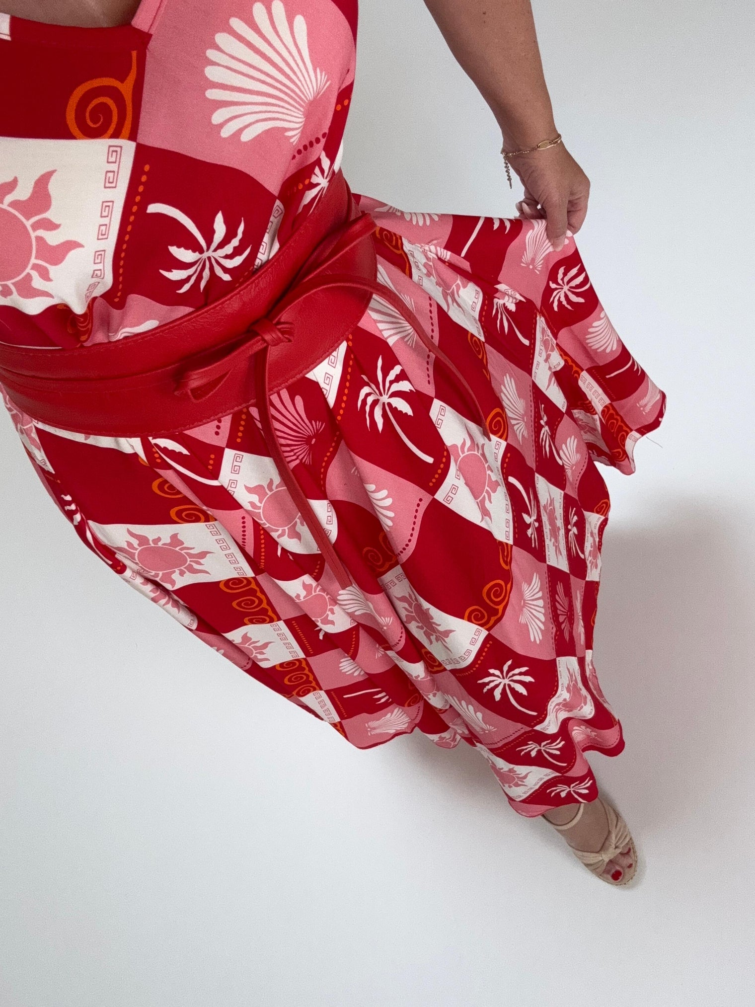 Luftiges Kleid SUMMER GIRL rot/rosa/weiß mit seitlichen Taschen