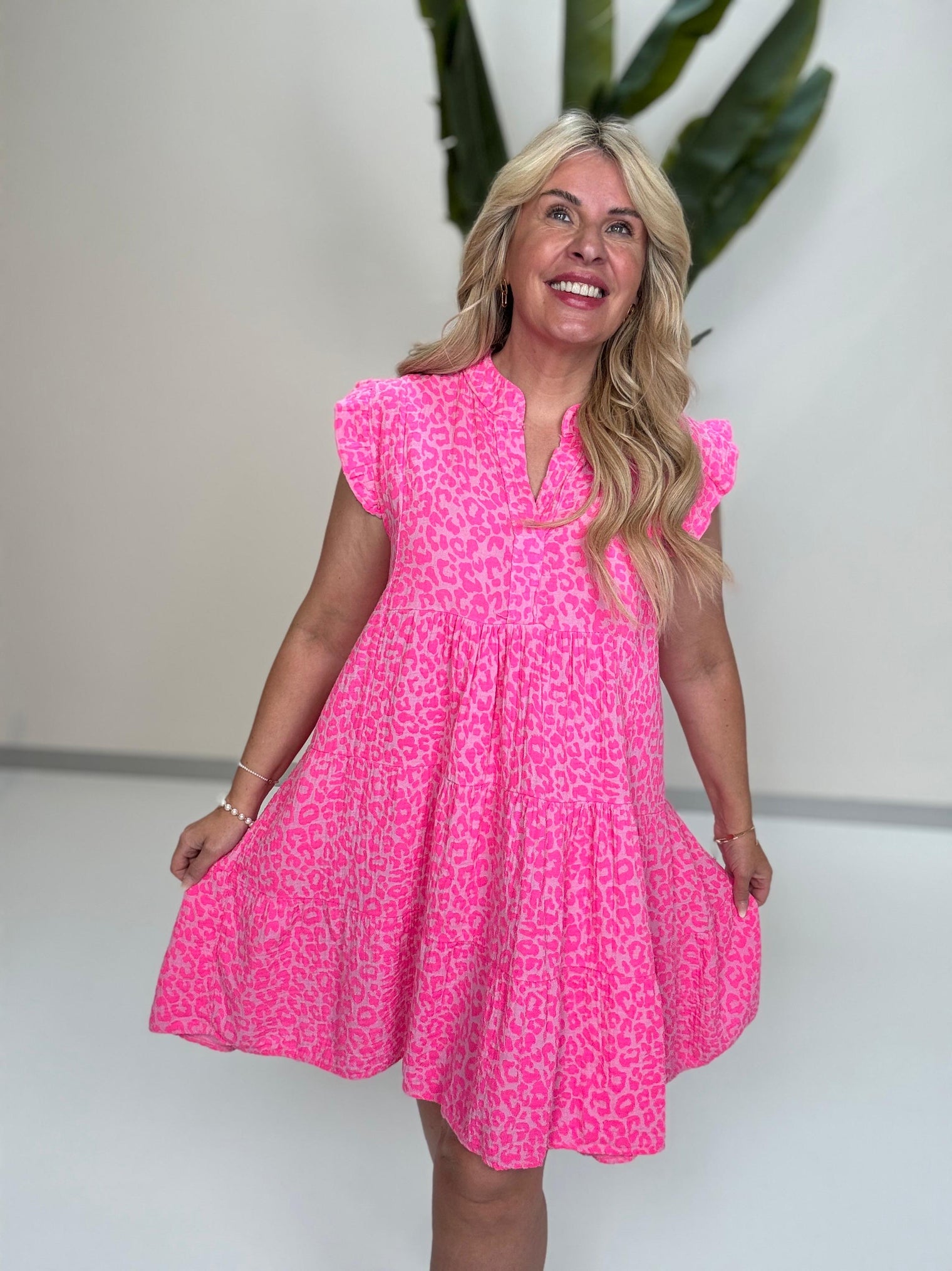 Signature Musselin Kleid kurz rosa LEO LOVER pink