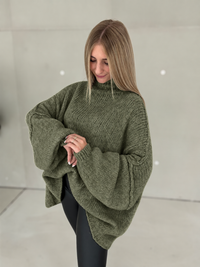 Kuschelweicher OVERSIZE Strickpullover Kaki