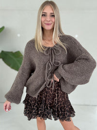 Strickjacke TAUPE zum binden super weich