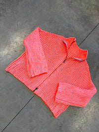 Strickjacke ZIPPER STRIPES rosa/orange