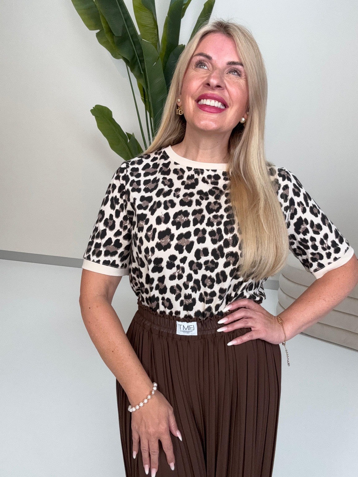 Basic Shirt creme LEO POWER braun