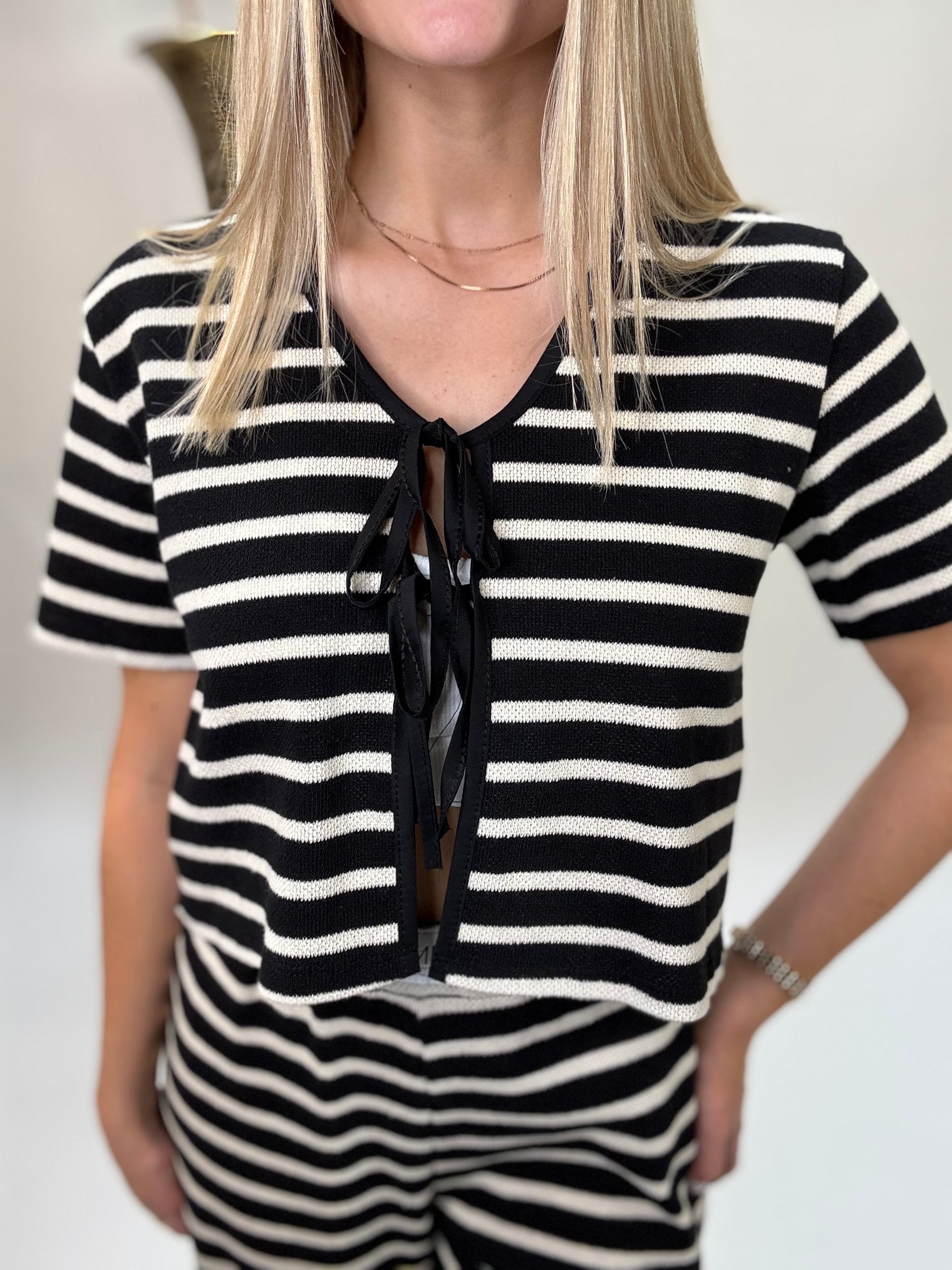 Shirt zum binden SCHWARZ/CREME