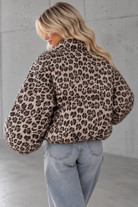 Jacke PUFFY POWER mit Reißverschluss taupe Leo