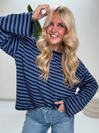 Longsleeve mit leicht ausgestelltem Ärmel STRIPES hell-/dunkelblau