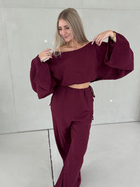 Musselin Set ROME burgundy