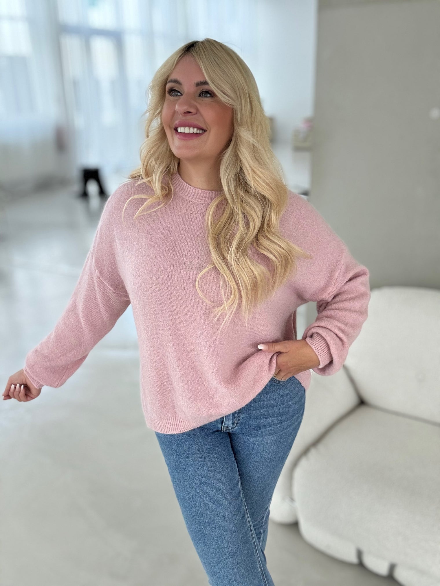 Strickpullover Baby Alpaka Romantic Love alt rosé