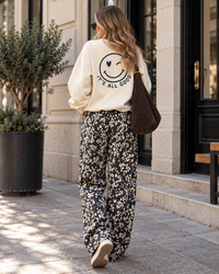 Sweater mit Rückenprint creme/blaugrau