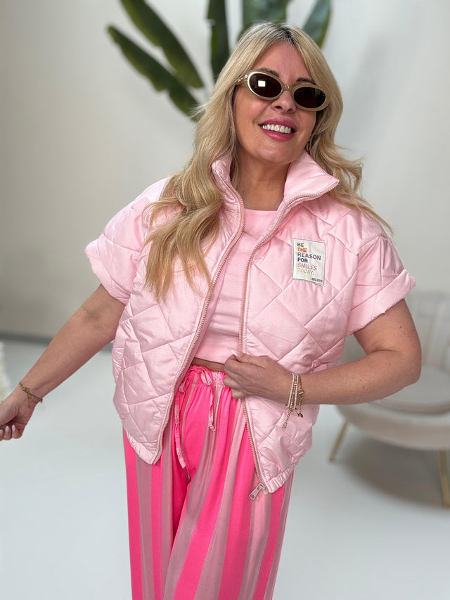 Wattierte Puffy Zipper Weste BE THE REASON FOR SMILES TODAY ballerina rosa