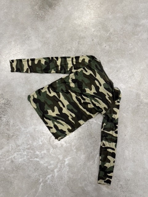 Camouflage Cashmere Langarmshirt khaki/braun/schwarz