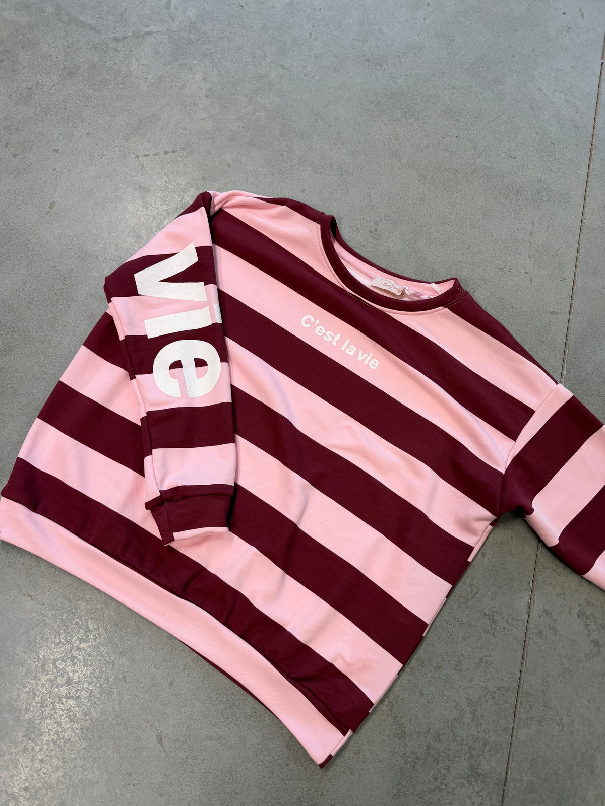 Sweater mit Rückenprint C'EST LA VIE burgundy/rosa