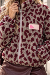 Kuschel Jacke LEO & Patch DRESS FOR YOURSELF taupe/burgundy