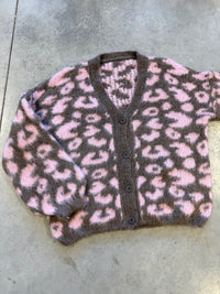 Strickjacke mit Knopfleiste taupe/rosa LEO