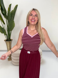 Strick Ripp Top burgundy/rosa