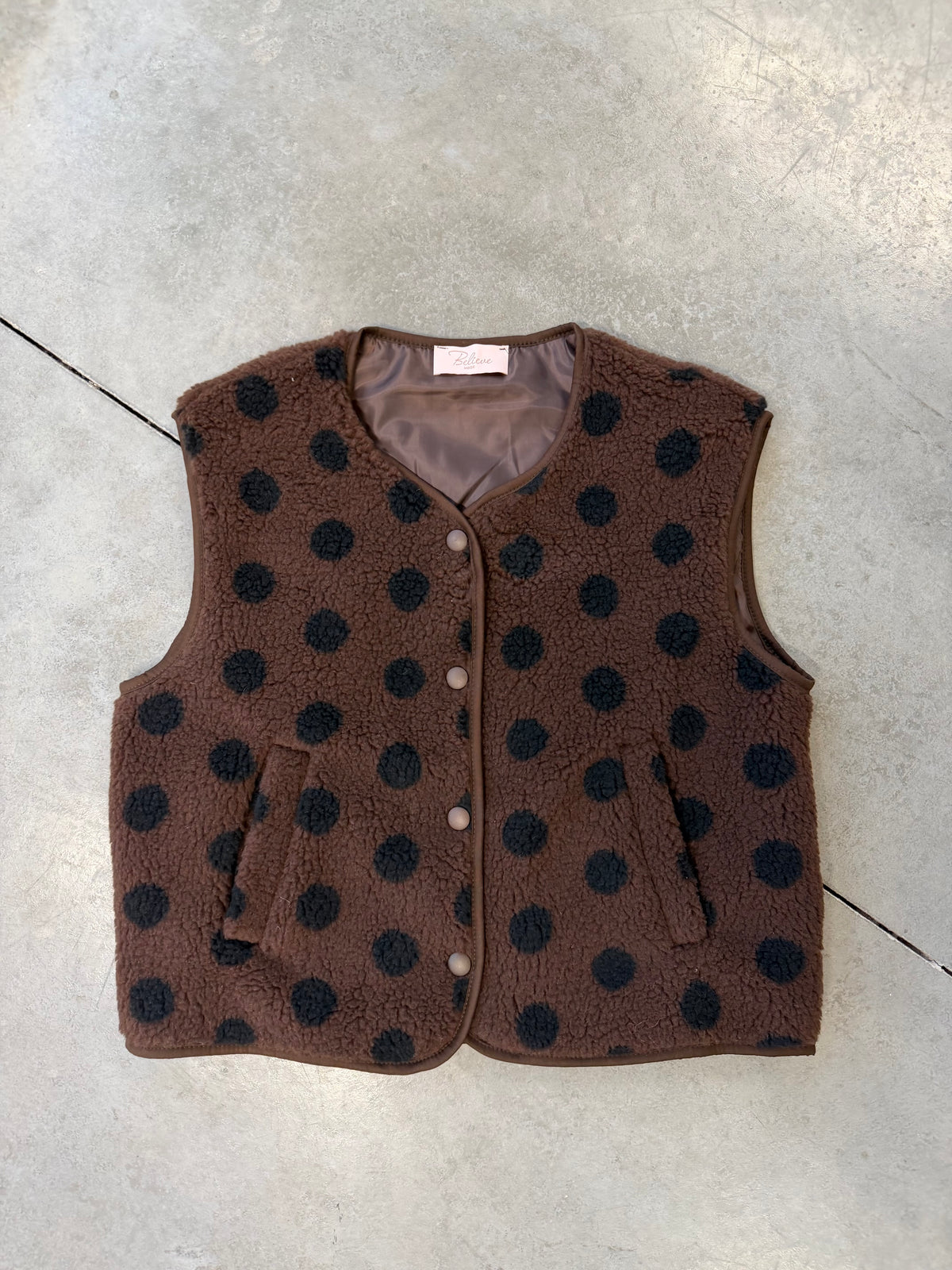 DOTS Weste Teddy chocolate/schwarz