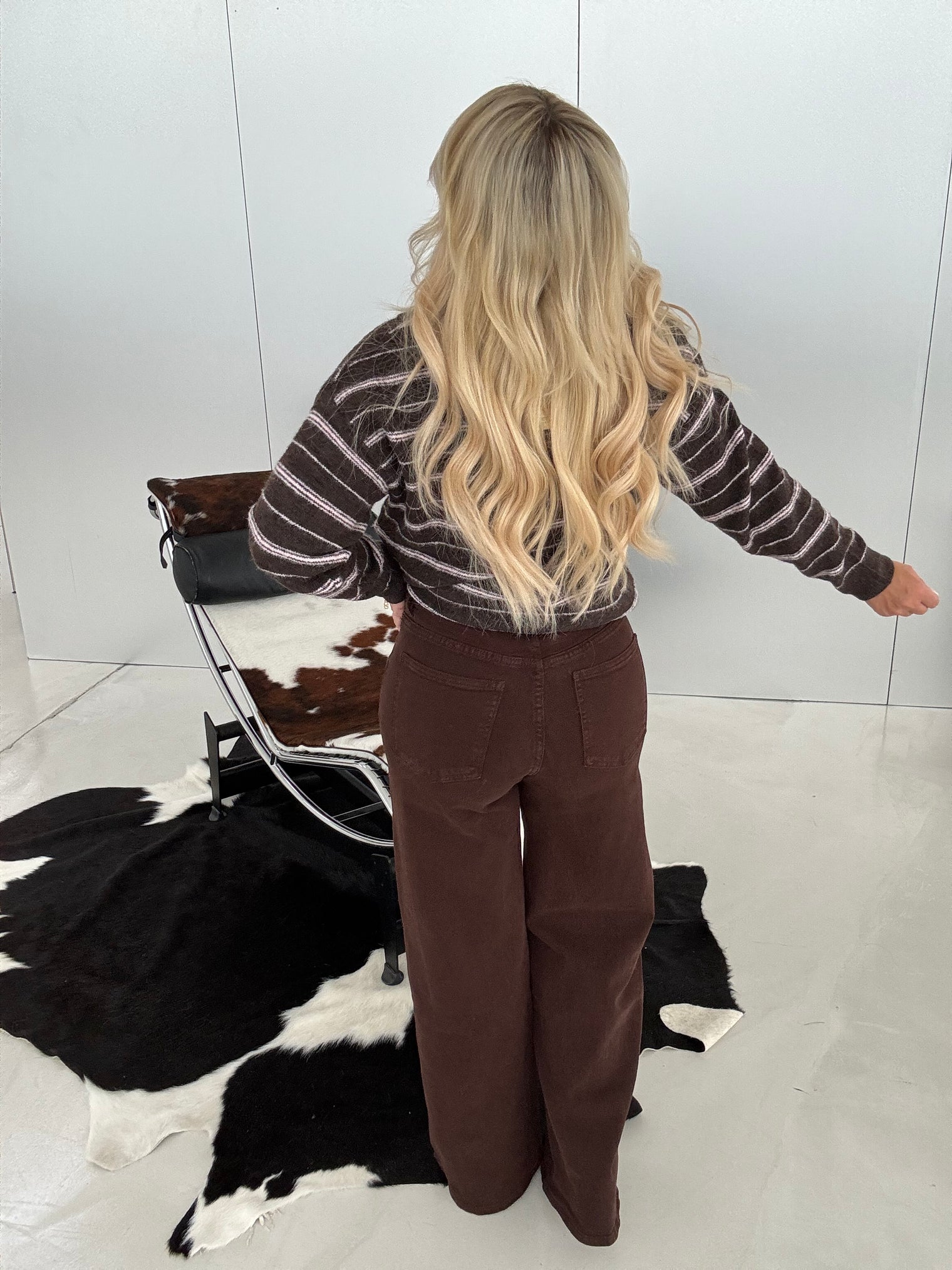 Stretch Wide Leg Jeans Chokolate Mousse
