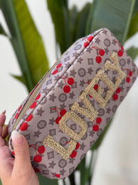 Long Bag LOVELY beige/taupe/rot mit Kirschen